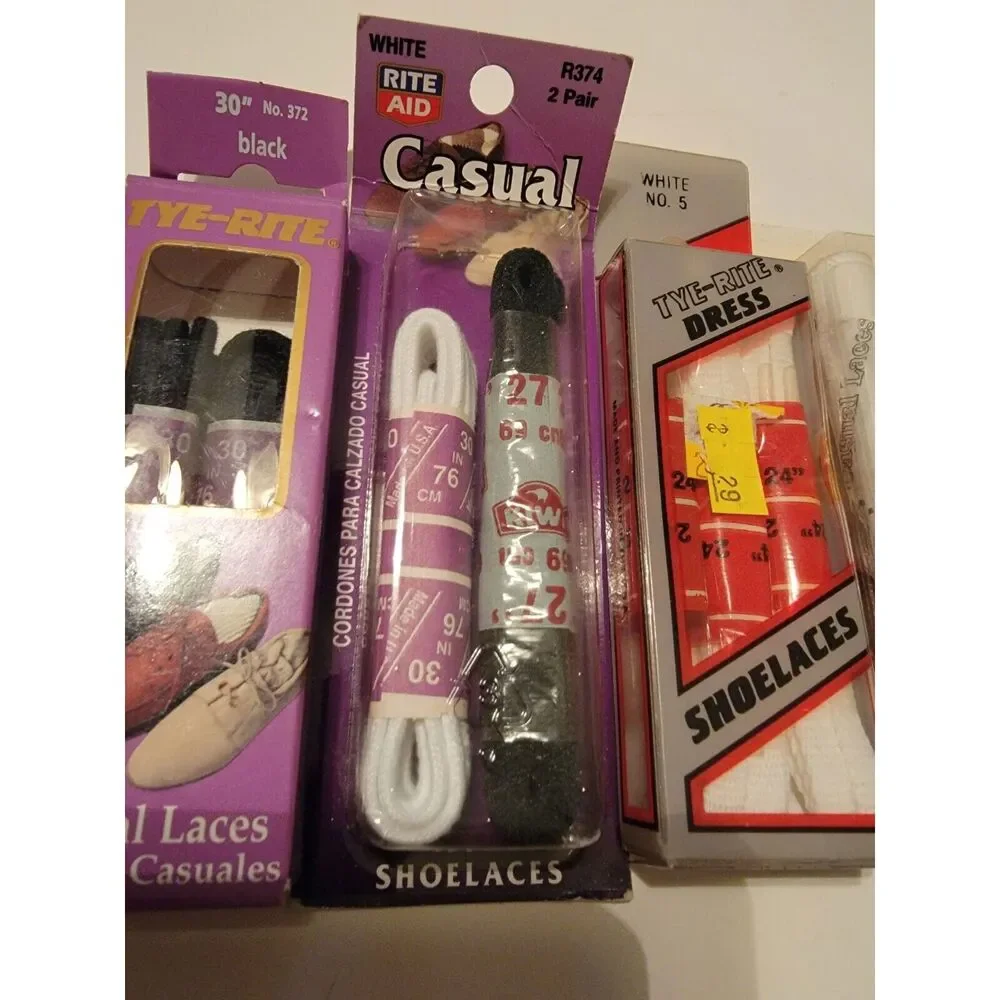 Lot Of 7 Shoelaces Casual Vintage Laces Various Sizes And Colors Blk Brown‎ Wht